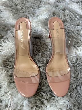 Nude Clear Strap Slide Sandals